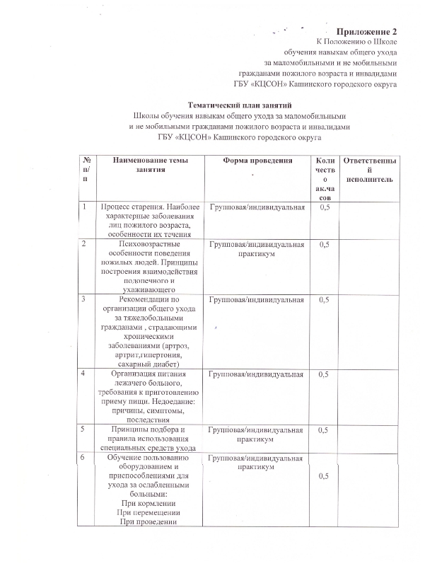 Положение о Школе обучения навыкам общего ухода за маломобильными и немобильными гражданам пожилого возраста инвалидами ГБУ «Комплексный центр социального обслуживания населения» Кашинского городского округа